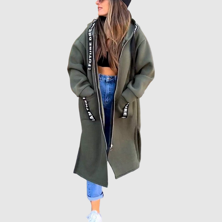 Palton lung cu glugă