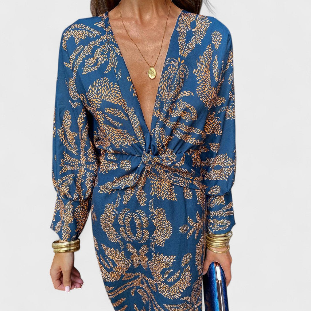 Primăvara - Rochie midi cu decolteu în V