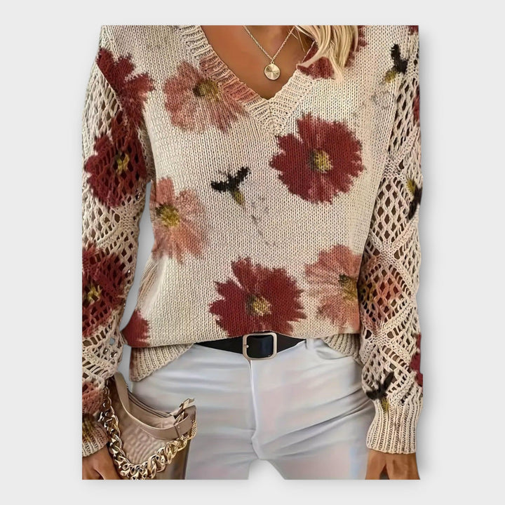 Pulover Împletit cu Detalii din Dantelă