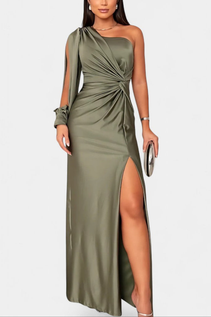 Gabriela Rochie Asimetrică cu Drapare pe Un Umăr