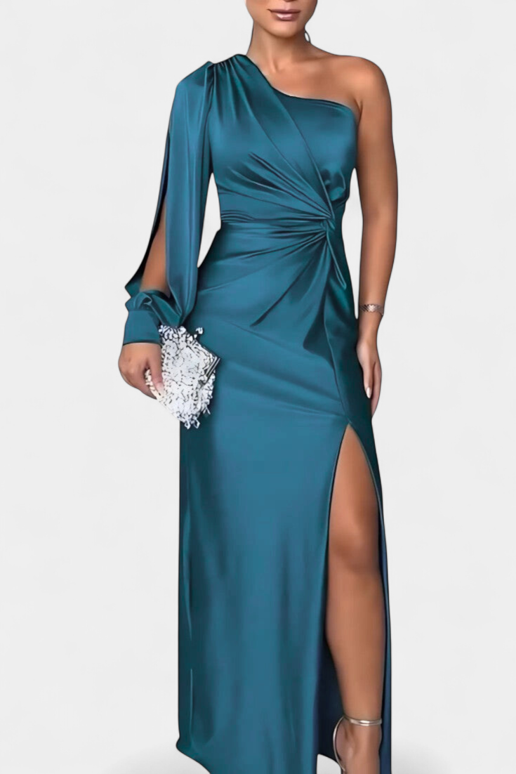 Gabriela Rochie Asimetrică cu Drapare pe Un Umăr