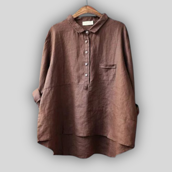 Bluză din in verde simplă