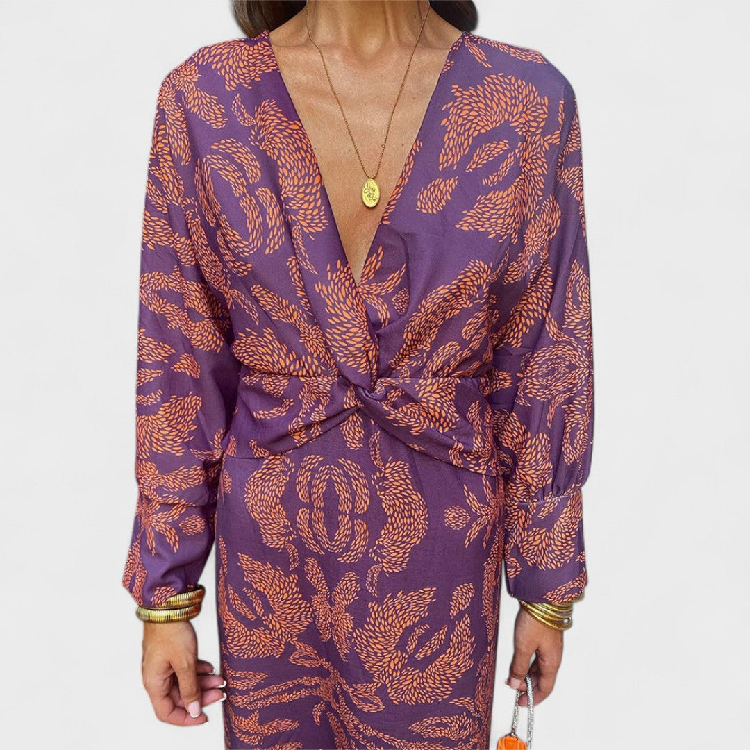 Primăvara - Rochie midi cu decolteu în V