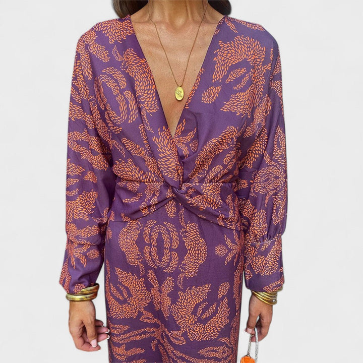 Primăvara - Rochie midi cu decolteu în V