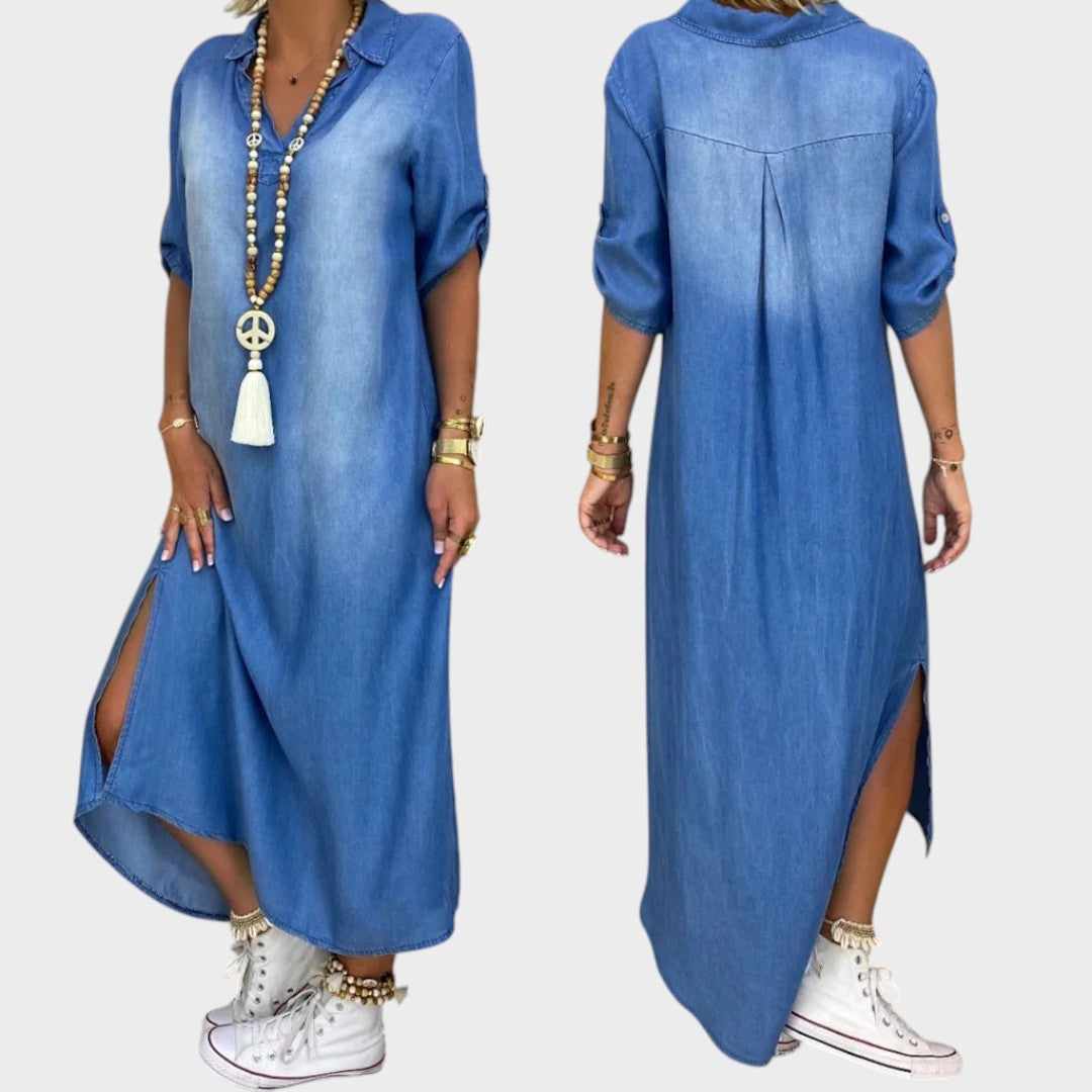 Maja™ – Rochie din denim cu fante laterale