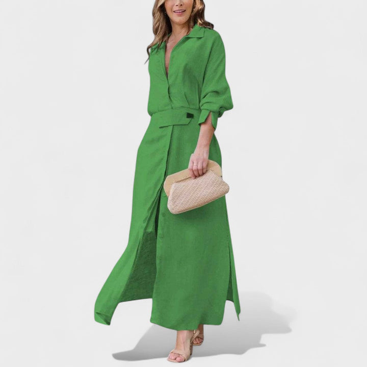 Gordana - Rochie lungă elegantă cu decolteu în V