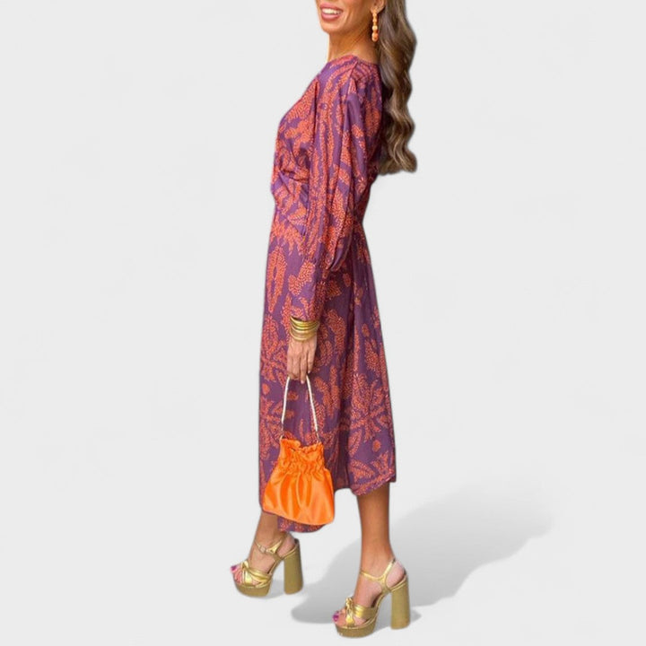 Primăvara - Rochie midi cu decolteu în V