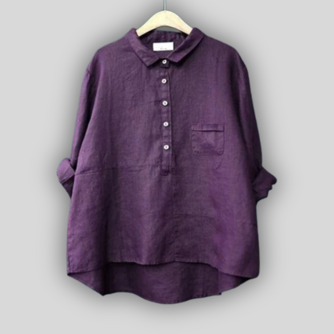 Bluză din in verde simplă