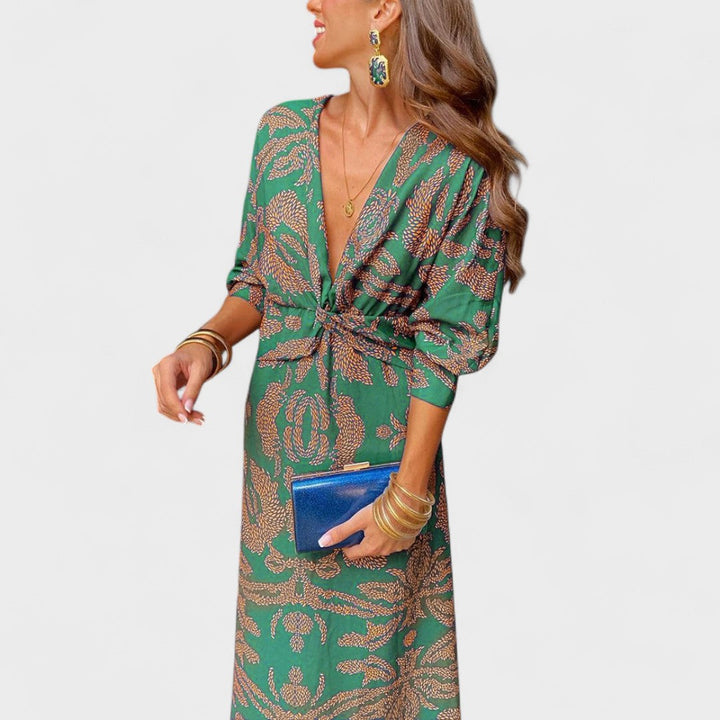 Primăvara - Rochie midi cu decolteu în V