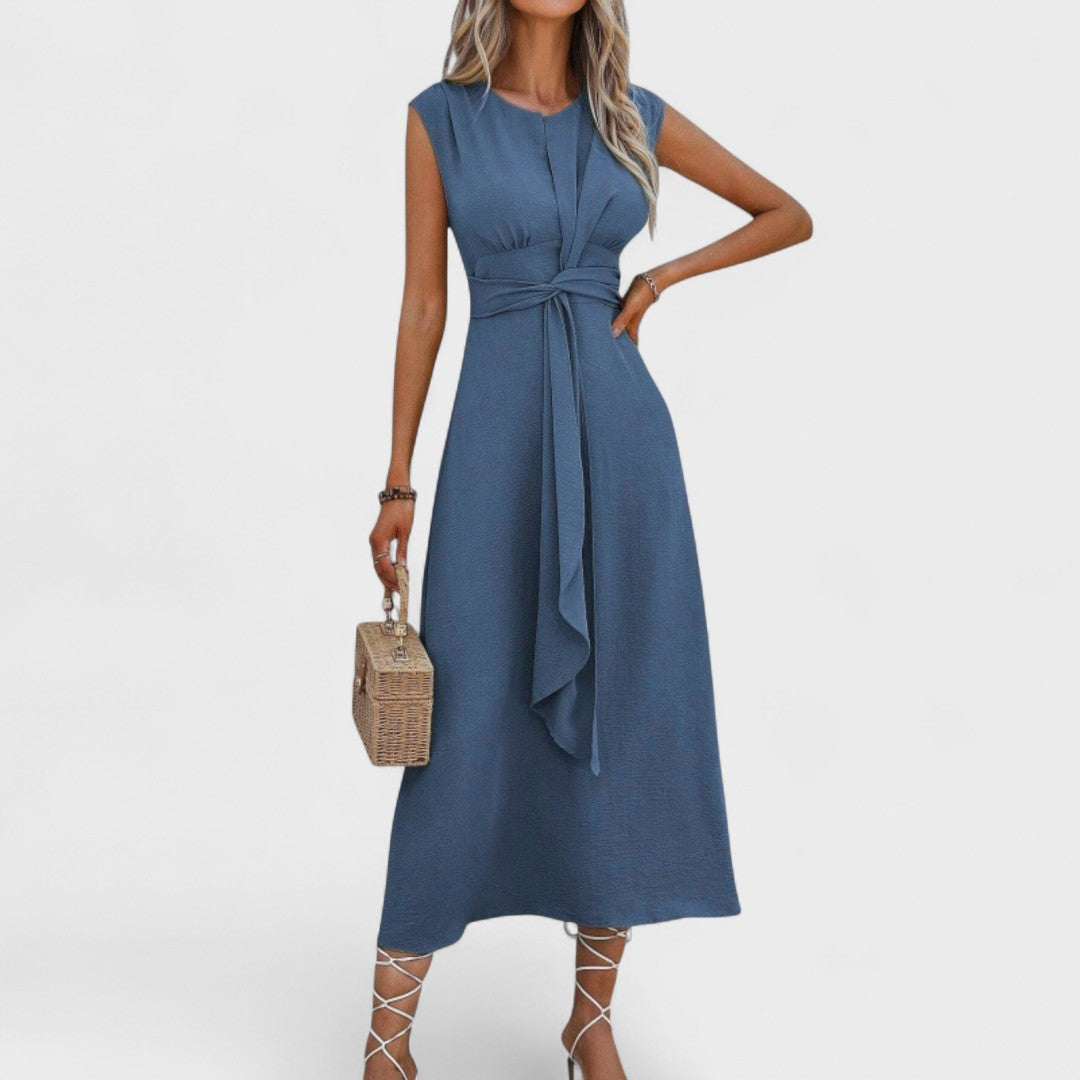 Andrea - Rochie maxi elegantă fără mâneci cu decolteu rotund