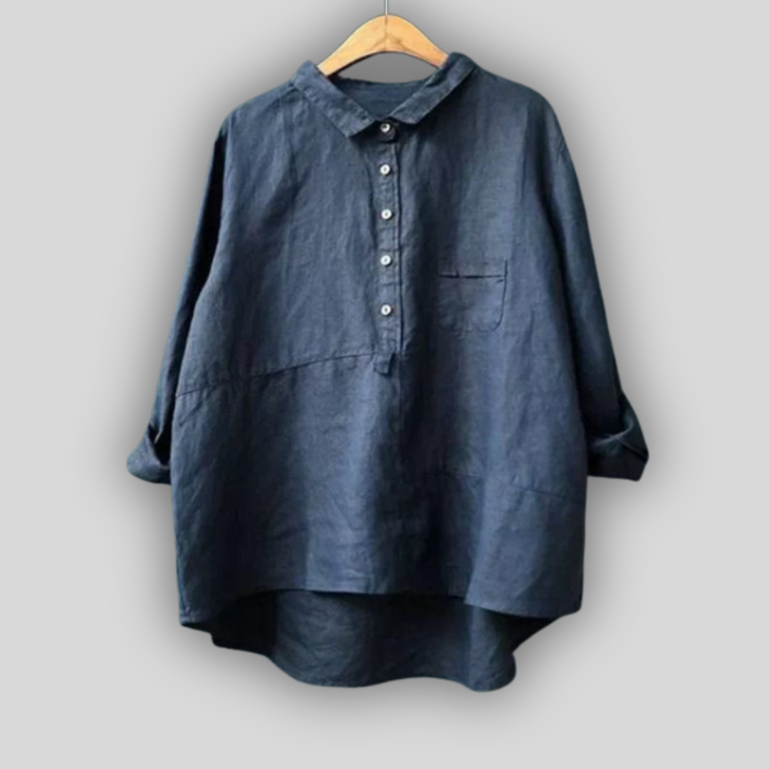 Bluză din in verde simplă