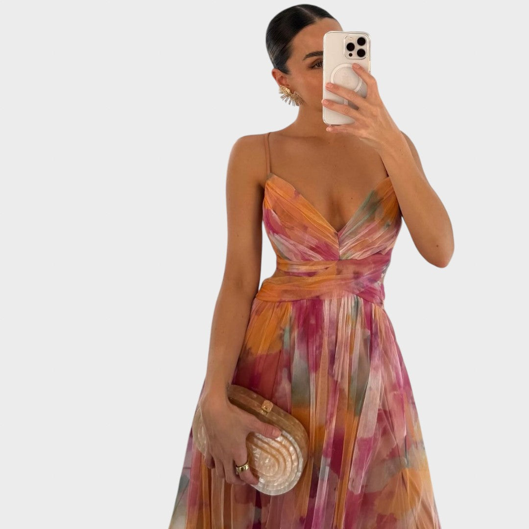 Mia - Rochie Maxi Colorată pentru o Eleganță Impecabilă