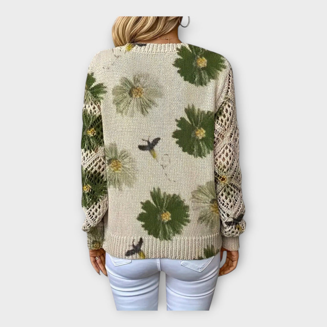 Pulover Împletit cu Detalii din Dantelă