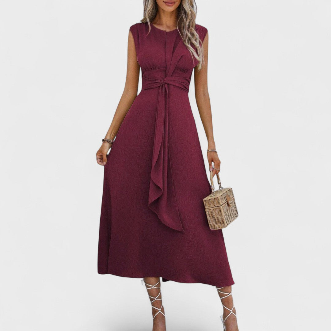 Andrea - Rochie maxi elegantă fără mâneci cu decolteu rotund