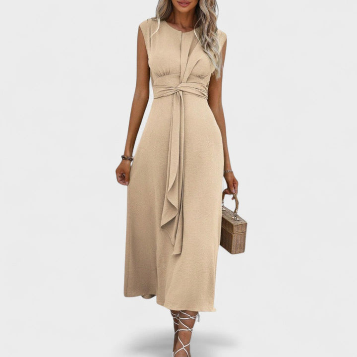 Andrea - Rochie maxi elegantă fără mâneci cu decolteu rotund