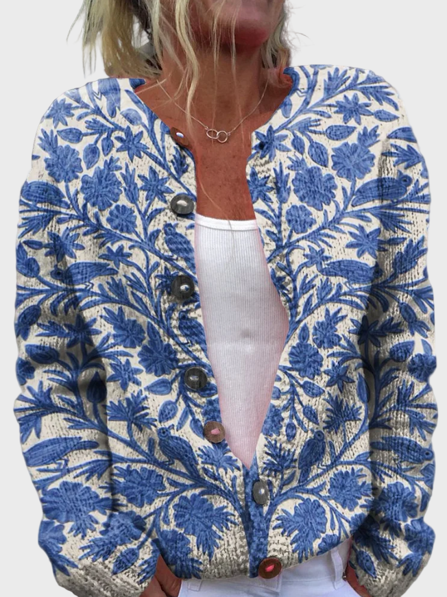 Vestă tricotată cu imprimeu colorat