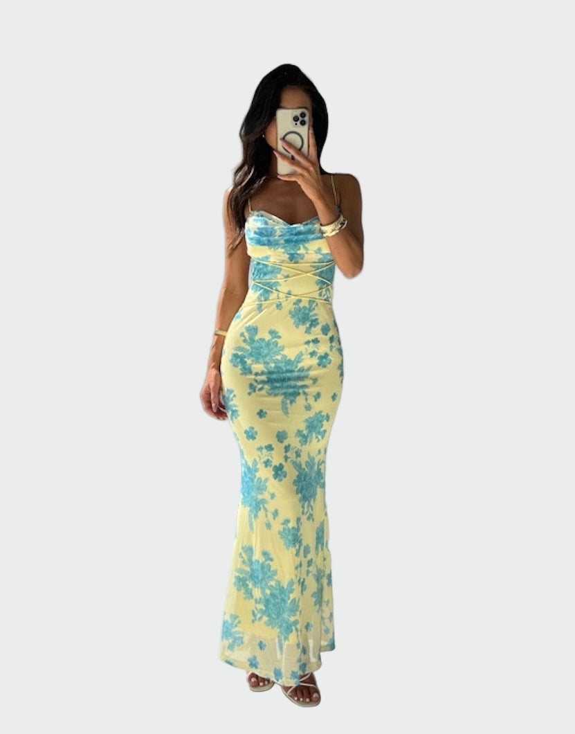 Rochie Satinat cu Model Floral