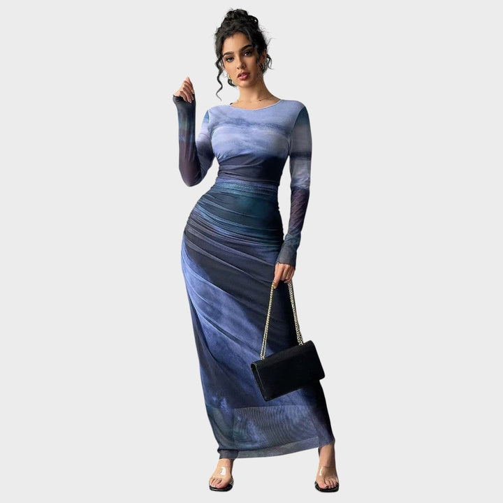 Antonia - Rochie lungă cu mâneci lungi