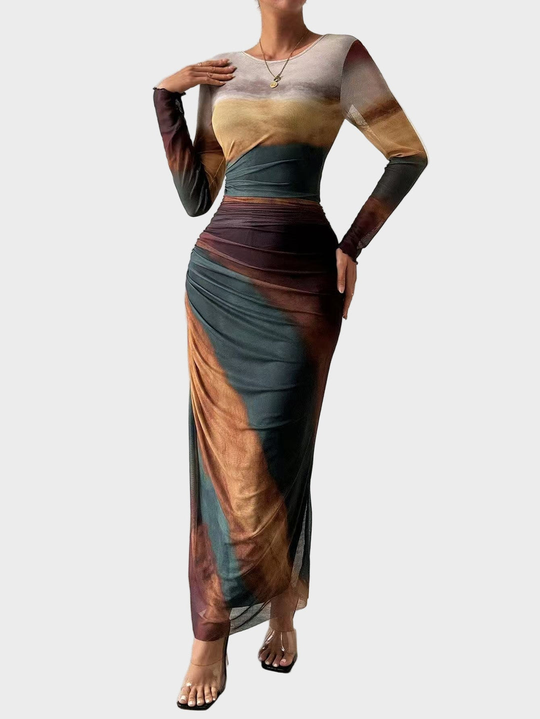 Torina – Rochie lungă confortabilă cu model