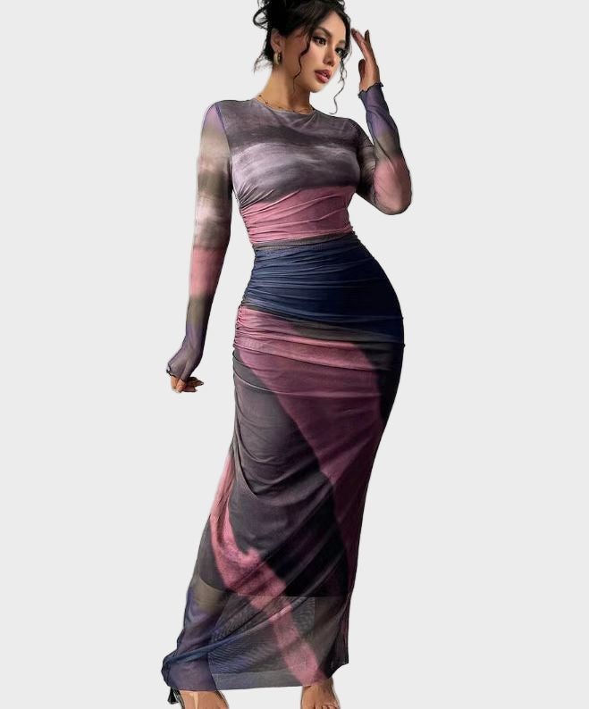 Torina – Rochie lungă confortabilă cu model