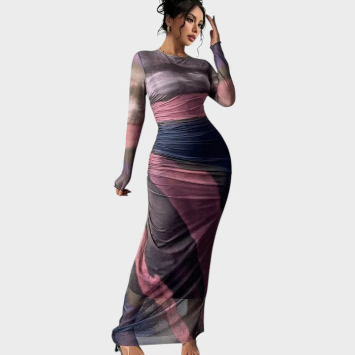 Antonia - Rochie lungă cu mâneci lungi