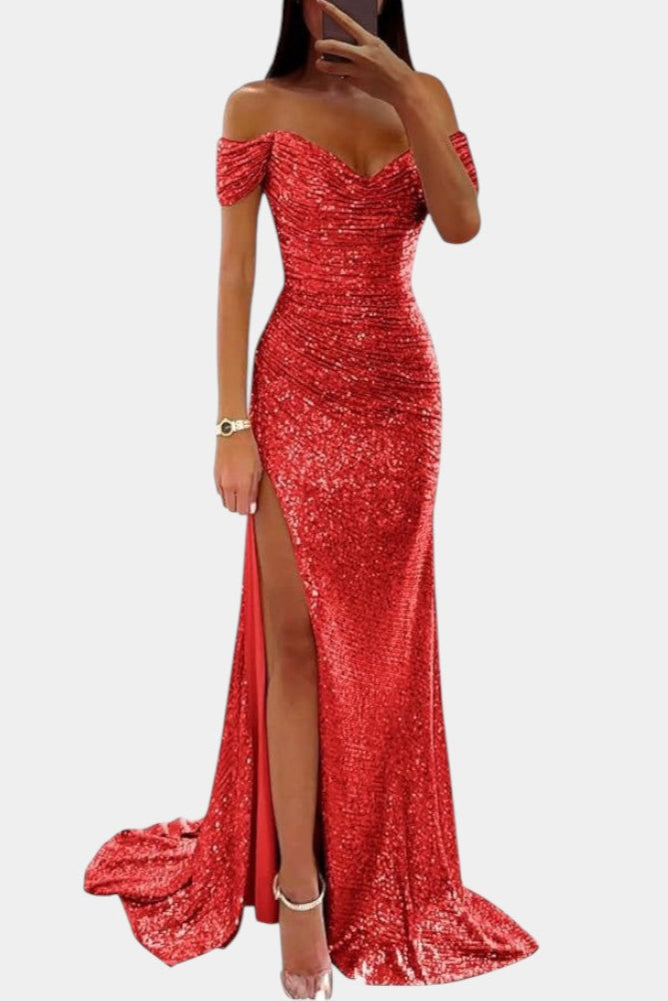 Renata Haljina Sirena fără bretele cu paiete