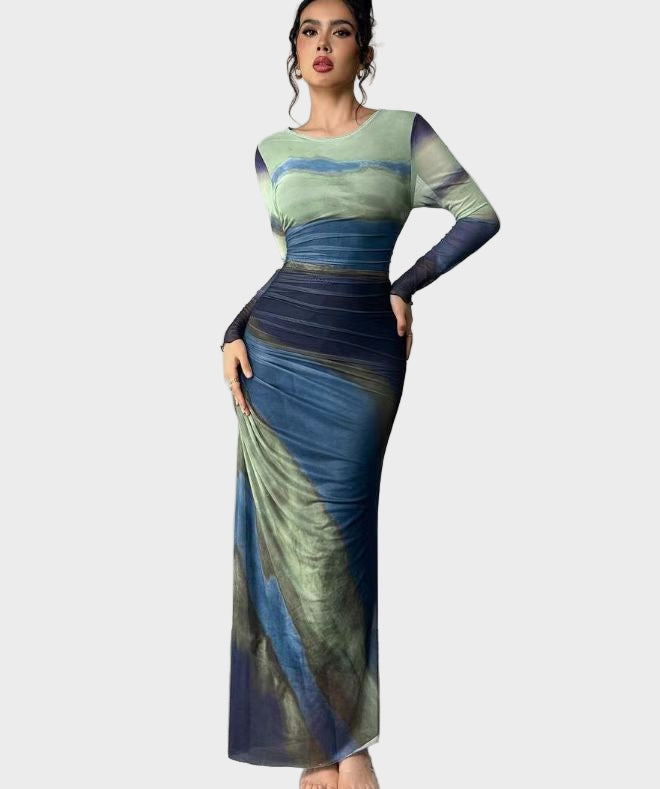 Torina – Rochie lungă confortabilă cu model