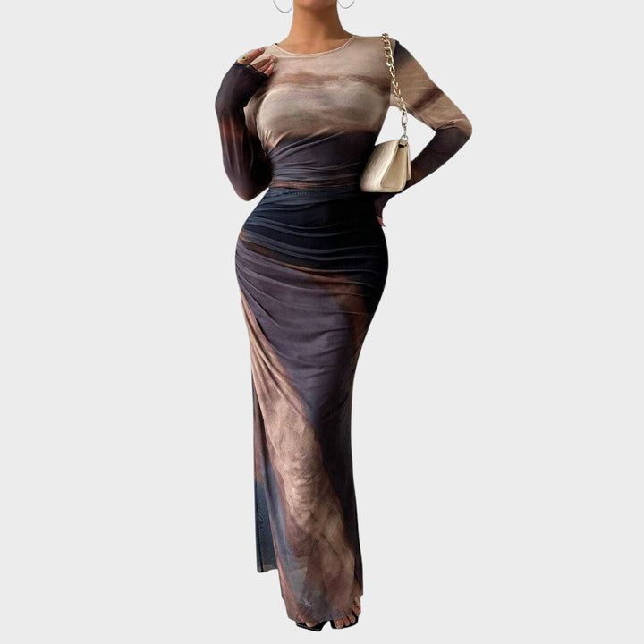 Antonia - Rochie lungă cu mâneci lungi