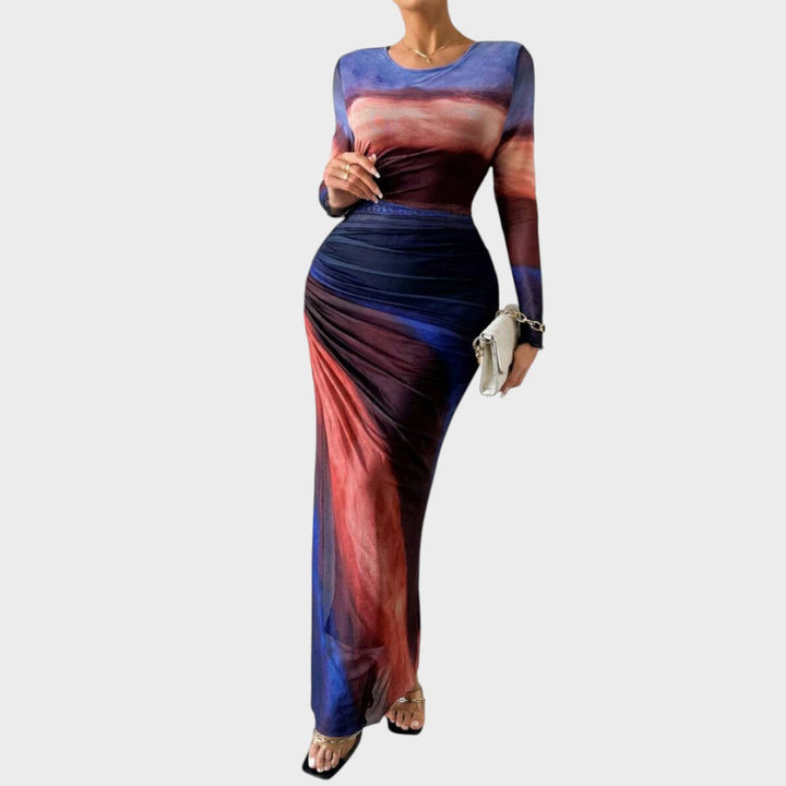 Antonia - Rochie lungă cu mâneci lungi