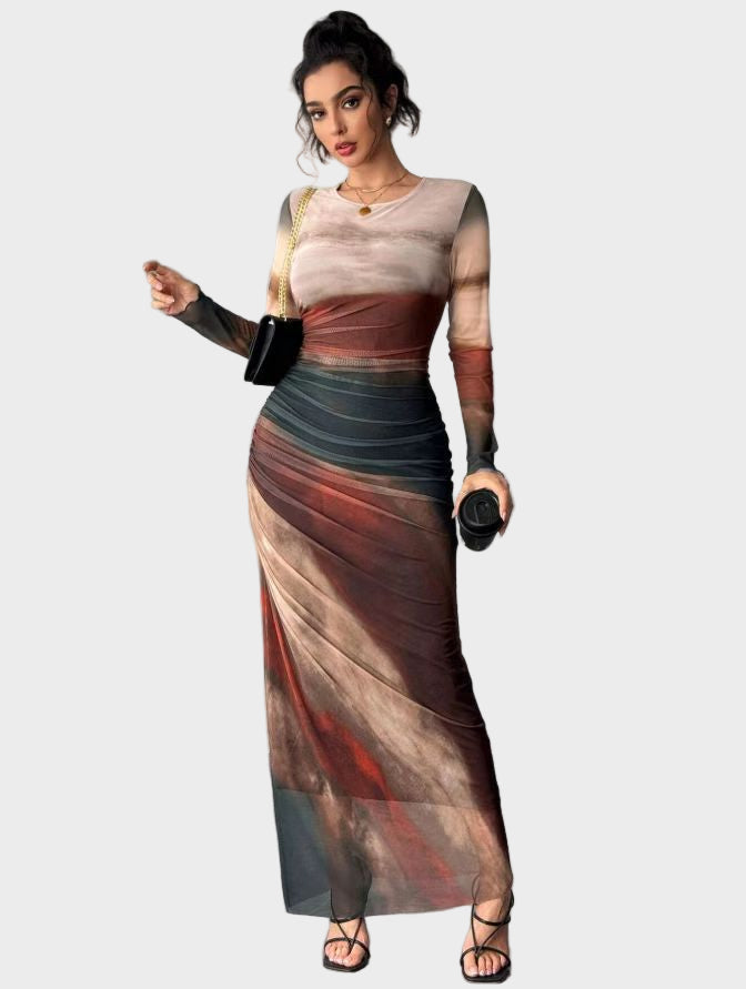 Torina – Rochie lungă confortabilă cu model