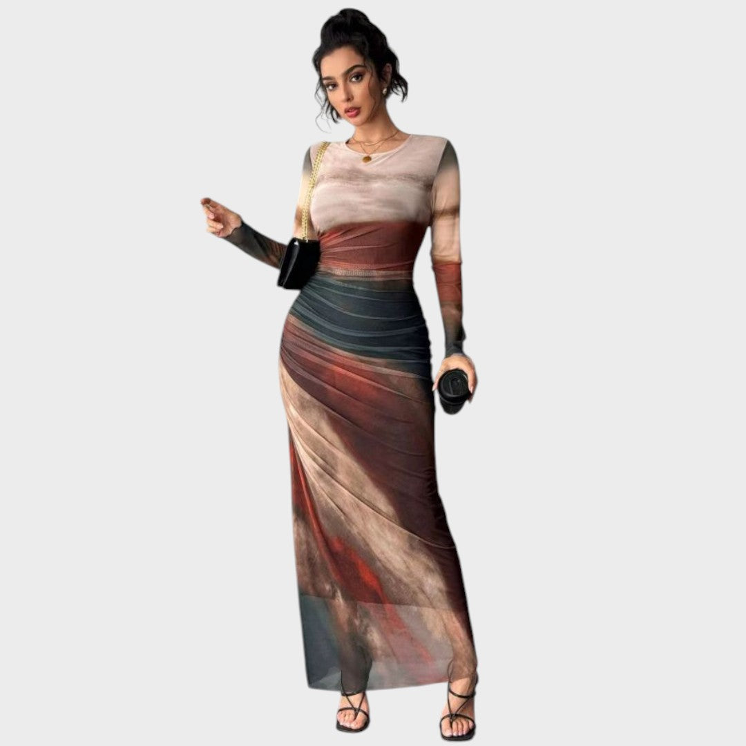 Antonia - Rochie lungă cu mâneci lungi