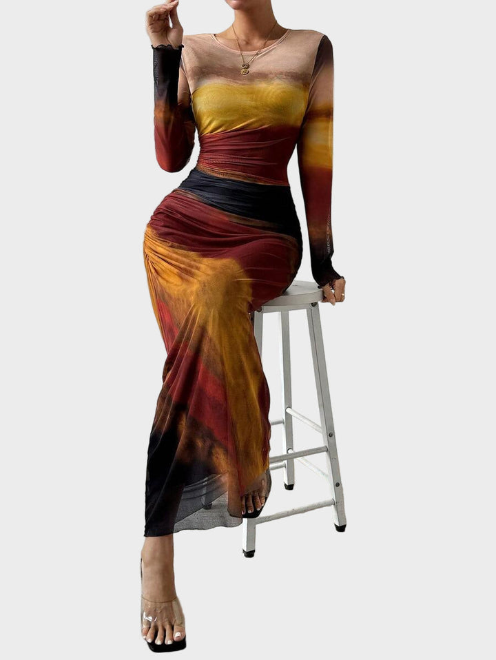 Torina – Rochie lungă confortabilă cu model