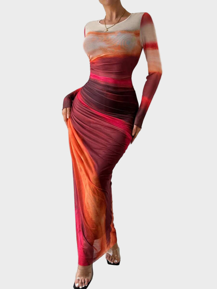 Torina – Rochie lungă confortabilă cu model