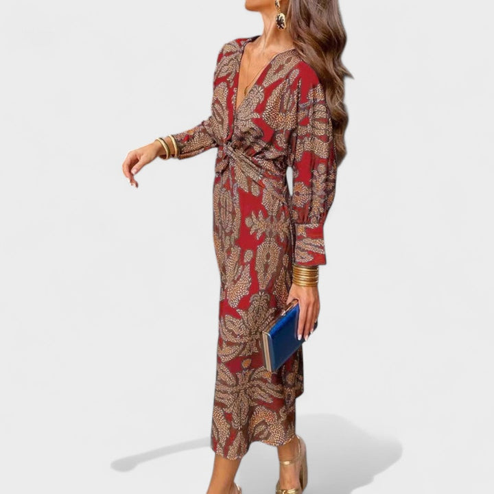 Primăvara - Rochie midi cu decolteu în V