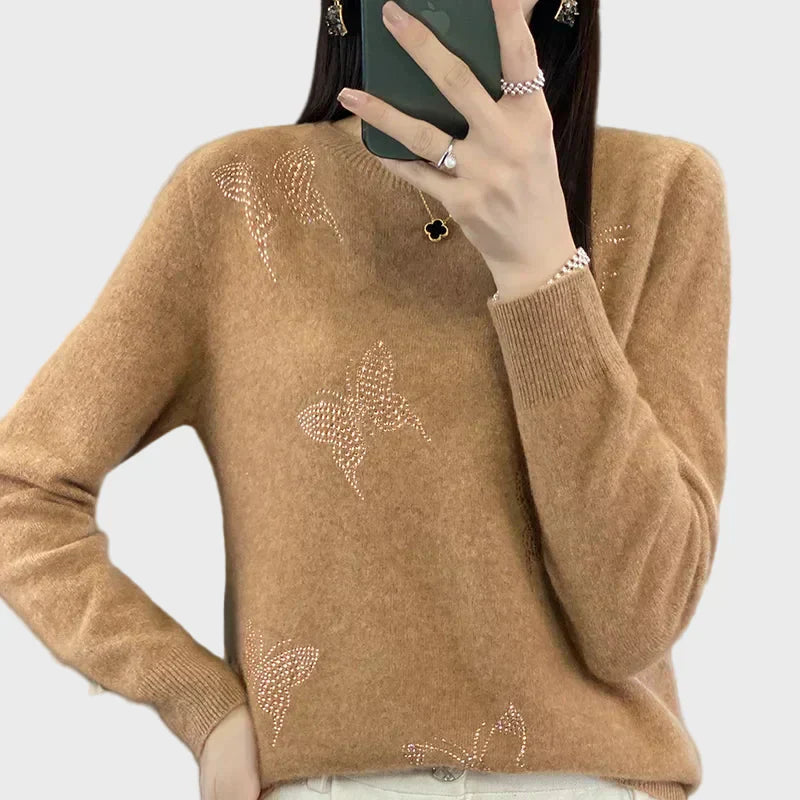 Pulover Tricotat pentru Femei cu Model de Fluture