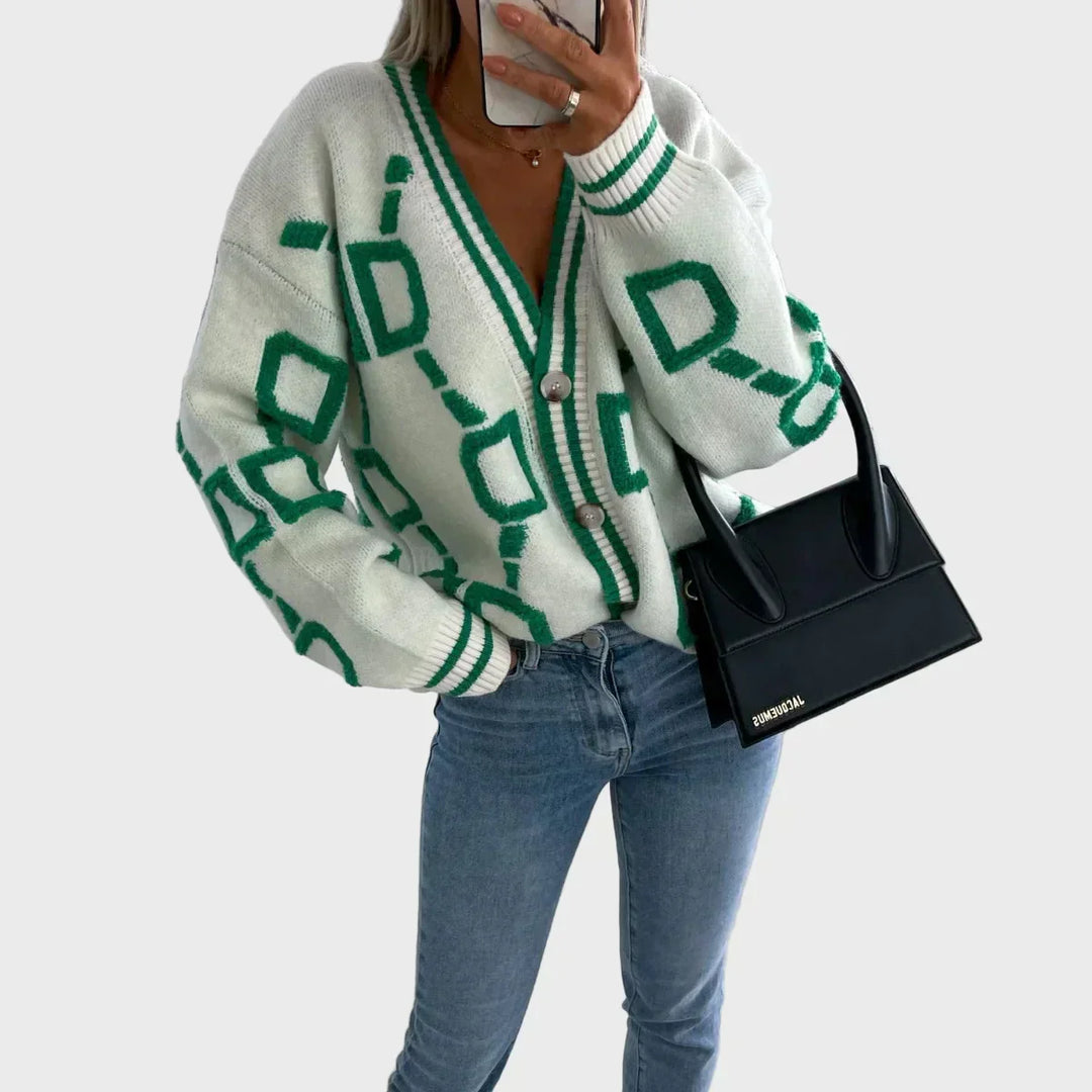 Vestă Tricotată Modernă cu Model Geometric