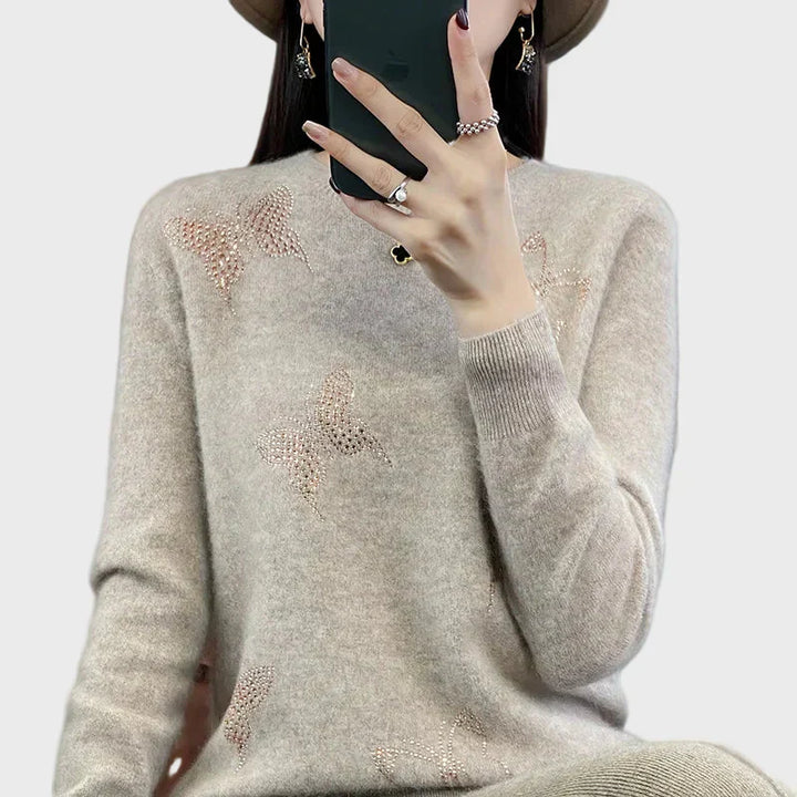 Pulover Tricotat pentru Femei cu Model de Fluture