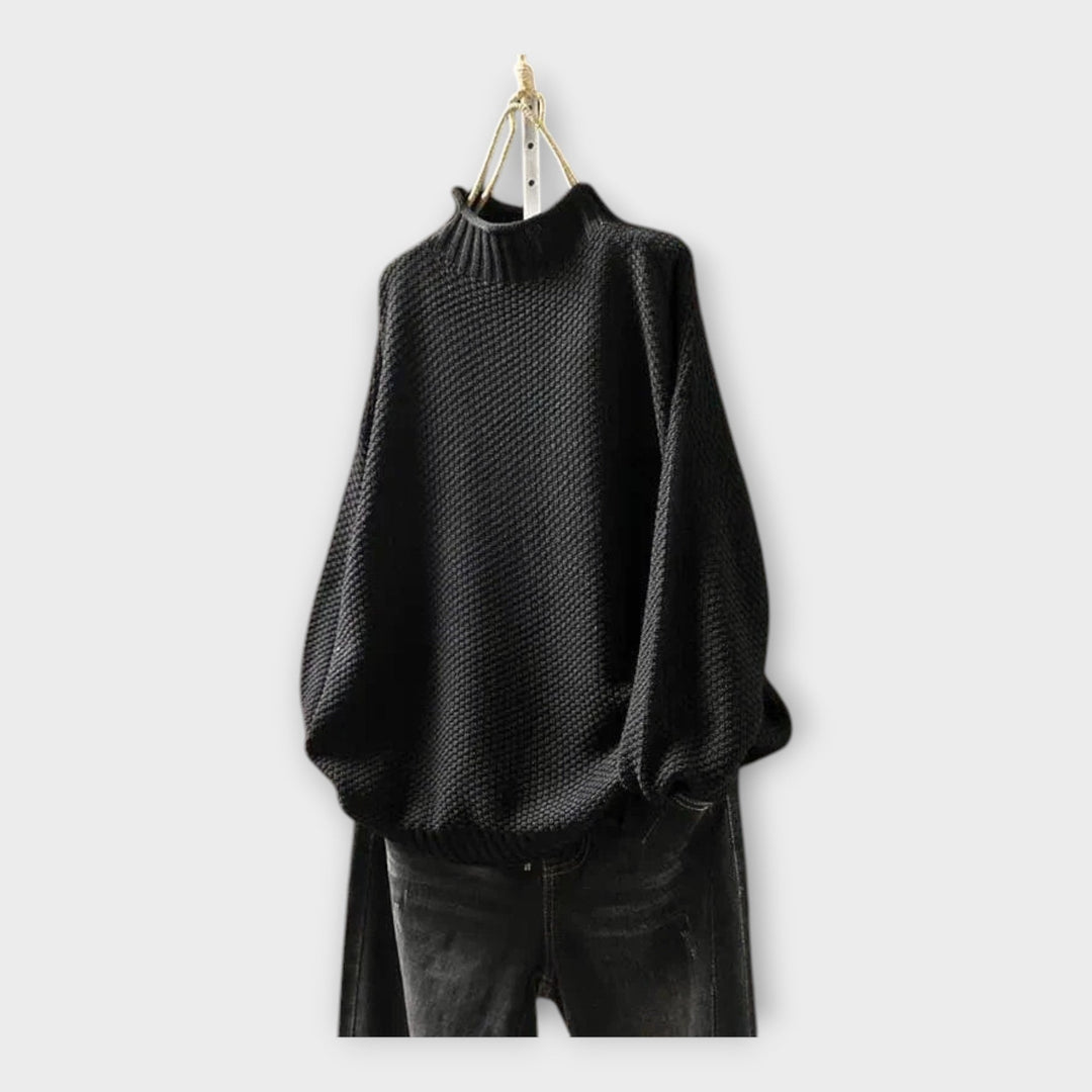 Bluză Tricotată cu Guler Înalt