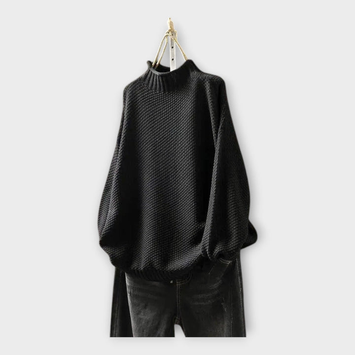 Bluză Tricotată cu Guler Înalt