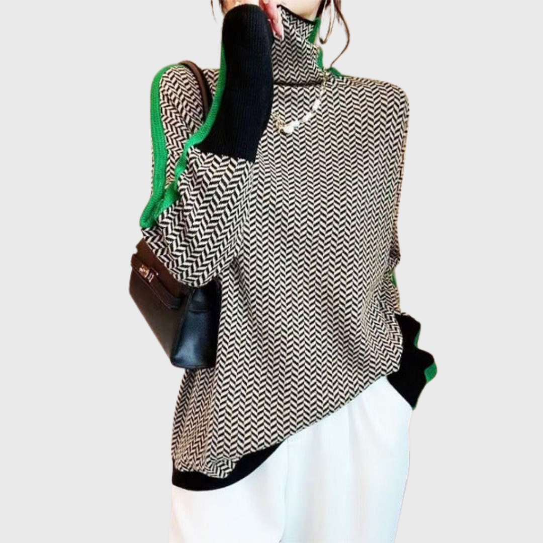 Ana - Pulover cu dungi contrastante