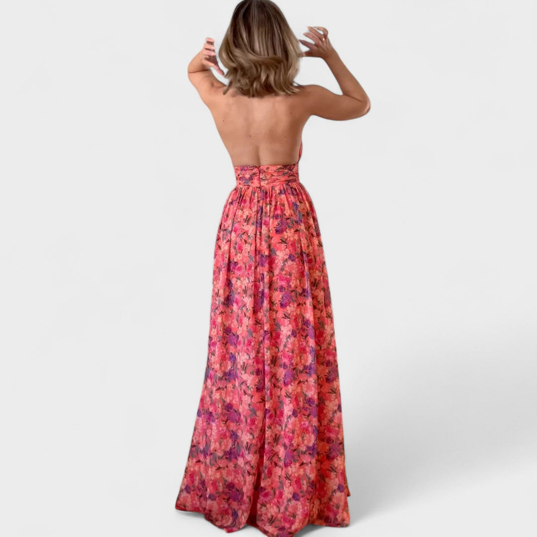 Floraria - Rochie lungă cu spatele descoperit