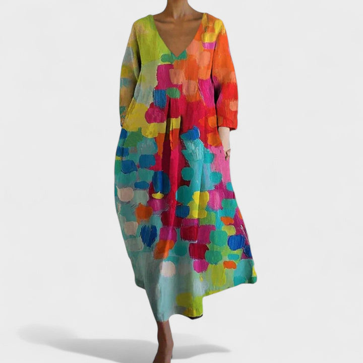 Elena - Rochie colorată cu imprimeu