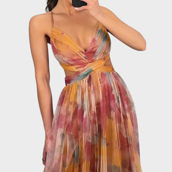 Mia - Rochie Maxi Colorată pentru Eleganță Impecabilă