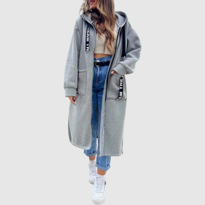 Palton lung cu glugă