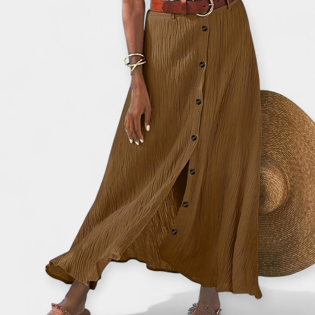 Fustă Midi Semi-Transparentă cu Fisură