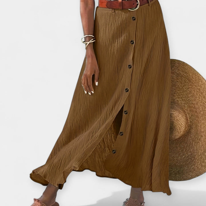 Fustă Midi Semi-Transparentă cu Fisură