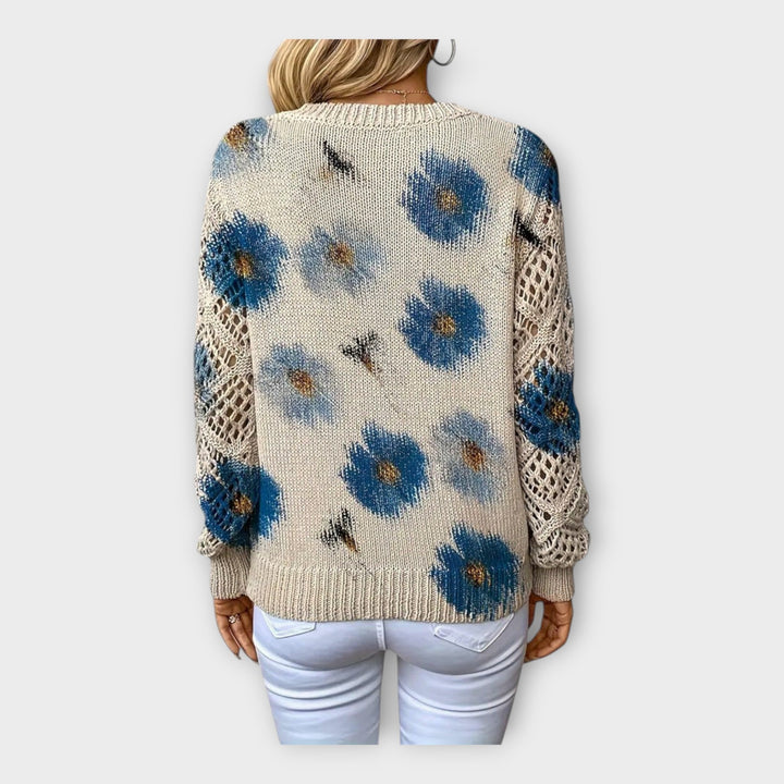 Pulover Împletit cu Detalii din Dantelă