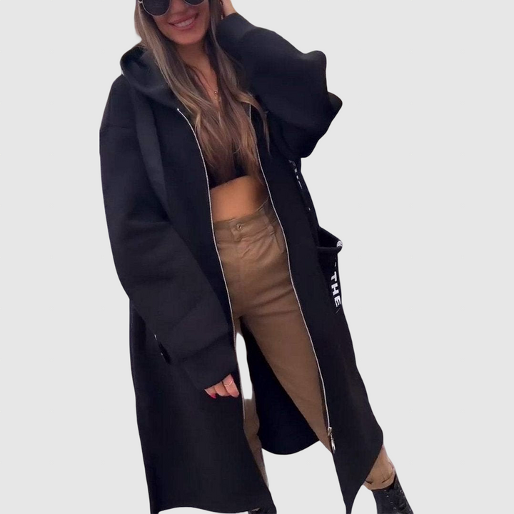 Palton lung cu glugă