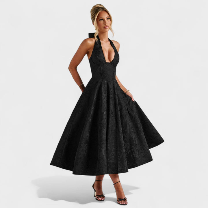 Julieta – Rochie midi cu decolteu halter