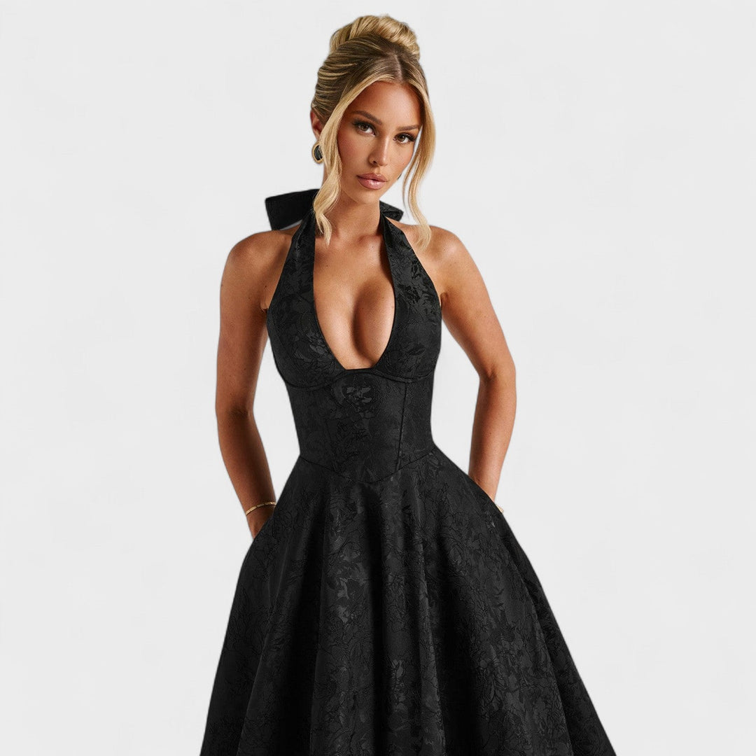 Julieta – Rochie midi cu decolteu halter